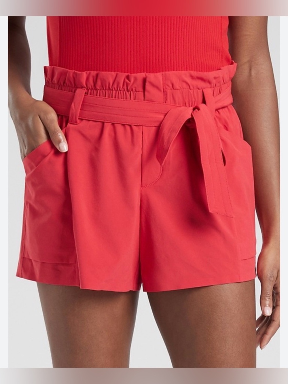 ✨Athleta Skyline Paperbag Tie Waist Shorts Red Size 6 Tall✨